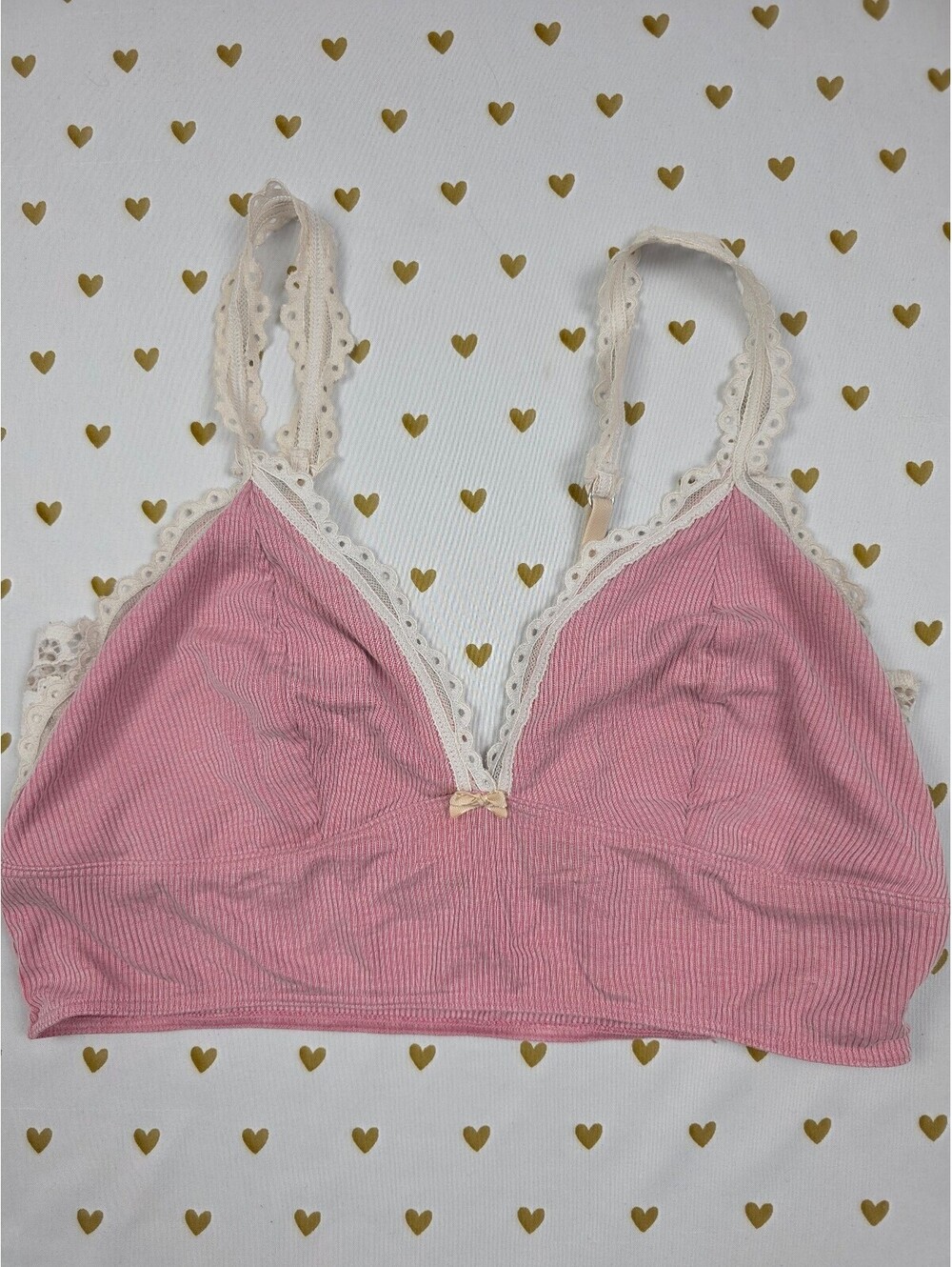 Victorias Secret Pink Ribbed Stretch Large Bralette Bra Top Tank